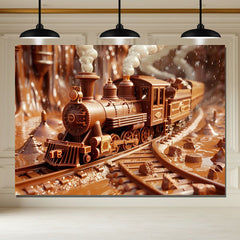 Layoris Chocolate Train Track Kids Party Backdrop