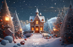 Snowy Gingerbread House Christmas Party Backdrop - Layoris