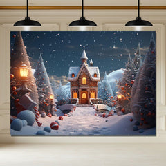 Layoris Snowy Gingerbread House Christmas Party Backdrop