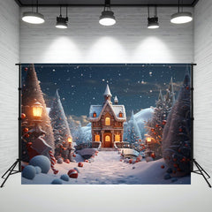 Layoris Snowy Gingerbread House Christmas Party Backdrop