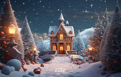 Snowy Gingerbread House Christmas Party Backdrop - Layoris