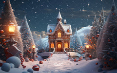 Snowy Gingerbread House Christmas Party Backdrop - Layoris