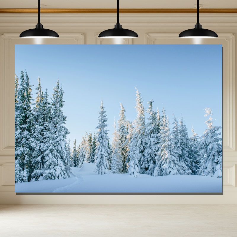 Layoris Snowy Pine Forest Winter Landscape Photography Backdrop