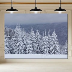 Layoris Endless Pine Forest Covered In Snow Winter Backdrop
