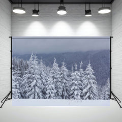 Layoris Endless Pine Forest Covered In Snow Winter Backdrop
