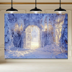 Layoris Thick Snow Arch Building Winter Photo Backdrop