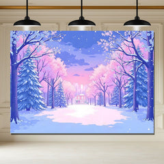 Layoris Cartoon Campus Woods Snowflake Photo Backdrop
