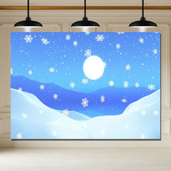 Layoris Winter Snowflake Moon Scenery Photo Backdrop