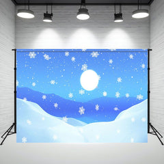 Layoris Winter Snowflake Moon Scenery Photo Backdrop
