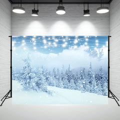 Layoris Pine Forest Snowflakes Winter Photography Backdrop