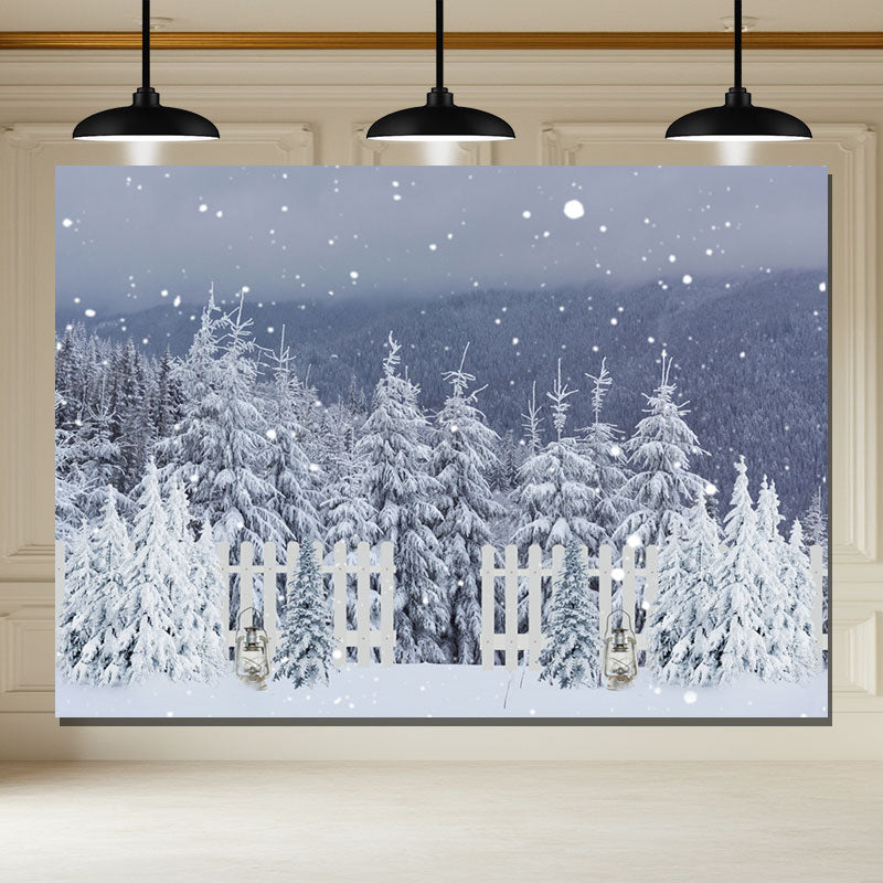 Layoris Fence Oil Lamp Cedar Winter Photography Backdrop