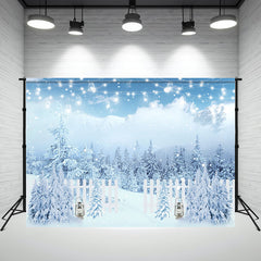 Layoris White Picket Fence String Lights Cedar Winter Backdrop