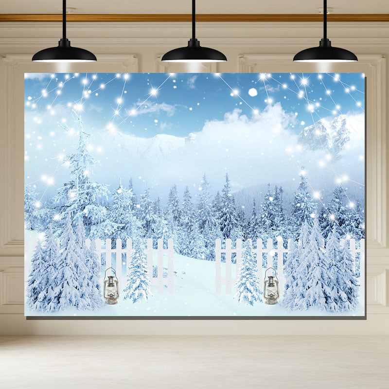 Layoris White Fence String Lights Cedar Winter Backdrop