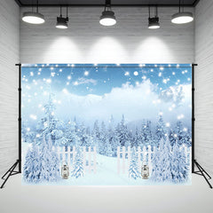Layoris White Fence String Lights Cedar Winter Backdrop