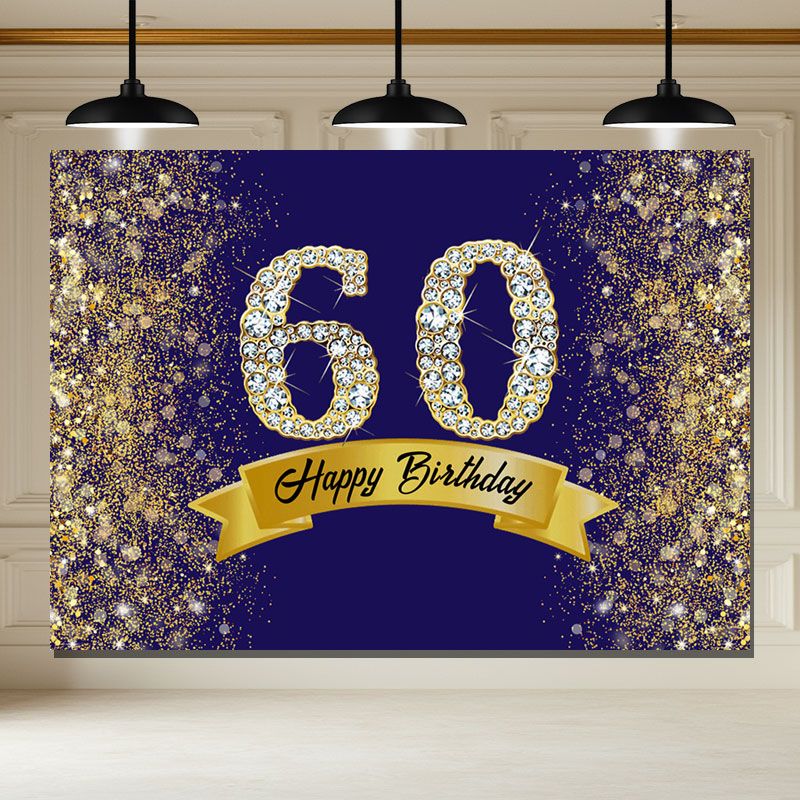 Layoris Golden Glitter Diamond 60Th Birthday Backdrop