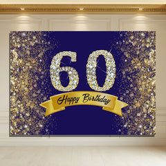 Layoris Golden Glitter Diamond 60Th Birthday Backdrop