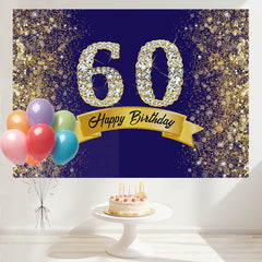 Layoris Golden Glitter Diamond 60Th Birthday Backdrop