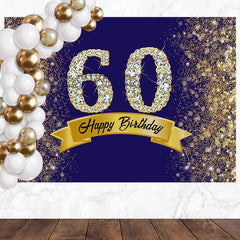 Layoris Golden Glitter Diamond 60Th Birthday Backdrop