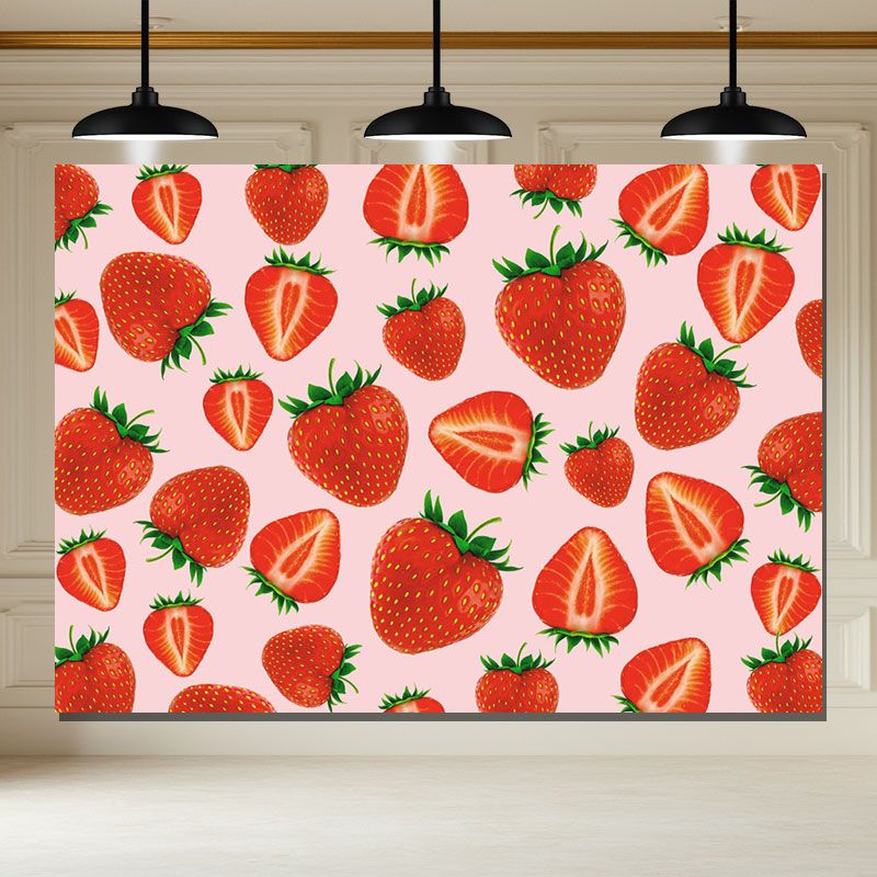 Layoris Pink Strawberry Happy Birthday Backdrop