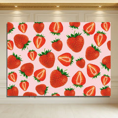 Layoris Pink Strawberry Happy Birthday Backdrop