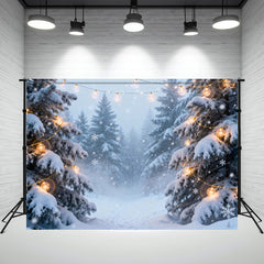 Layoris Winter Wonderland Snowy Pine Tree Photo Backdrop