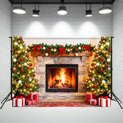 Layoris Fireplace Christmas Photography Backdrop