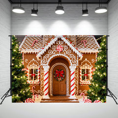 Layoris Gingerbread House Christmas Tree Holiday Party Backdrop