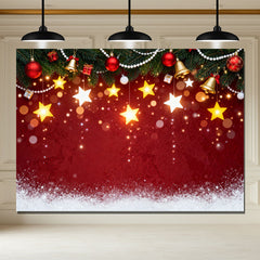 Layoris (7 Days Delivery) Classic Red And Star Christmas Party Backdrop