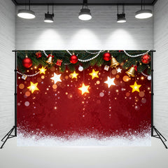 Layoris (7 Days Delivery) Classic Red And Star Christmas Party Backdrop