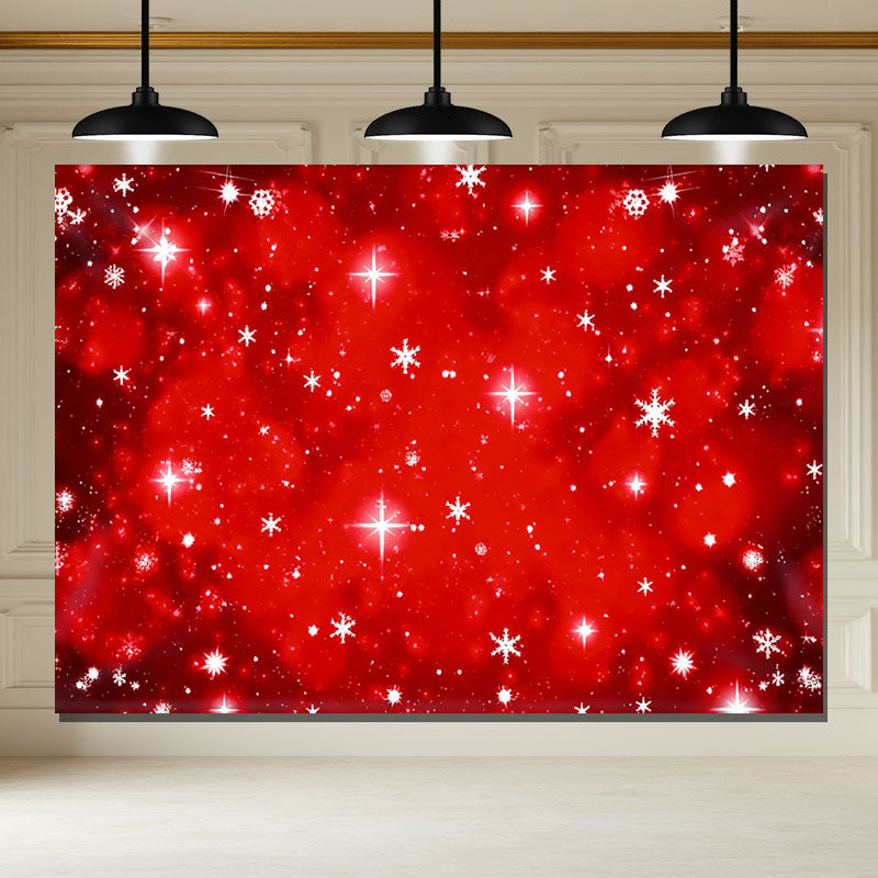 Layoris Snowflakes Abstract Red Christmas Party Backdrop