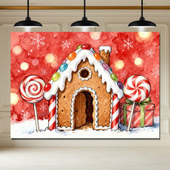 Layoris Painting House Candy Red Christmas Backdrop