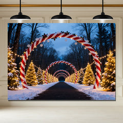 Layoris Candy Arch Glows At Night Christmas Backdrop