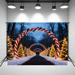 Layoris Candy Arch Glows At Night Christmas Backdrop