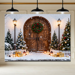 Layoris Wooden Archway Brick Wall Christmas Backdrop