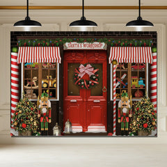 Layoris Santas Workshop Red Christmas Photo Backdrop