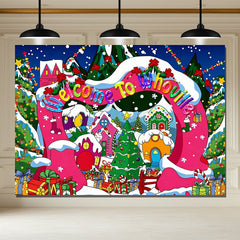 Layoris (7 Days Delivery) Welcome To Whoville Cartoon Christmas Backdrop