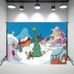 Layoris Cartoon Welcome To Whoville Christmas Party Backdrop