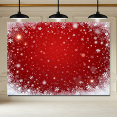 Layoris Red Background And Snowflakes Christmas Party Backdrop