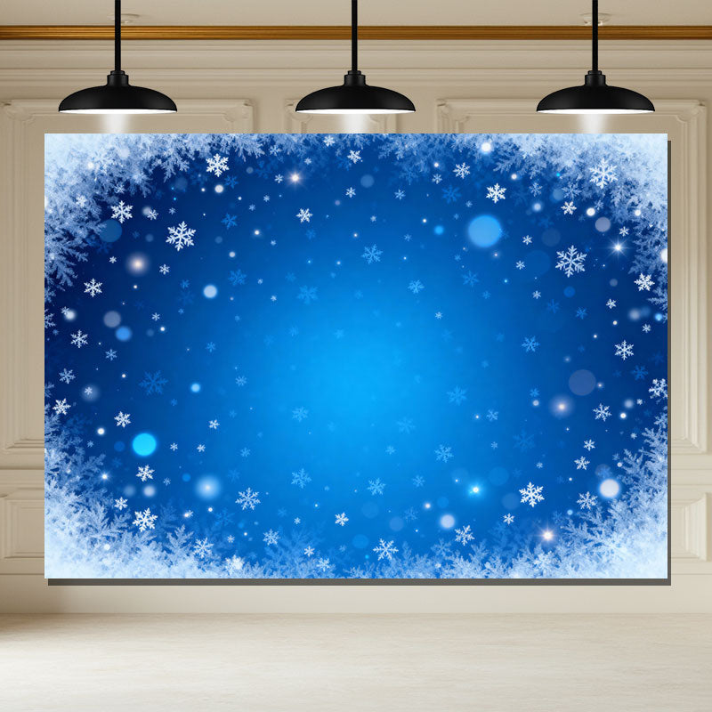 Layoris Blue And Snowflakes Christmas Party Backdrop