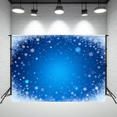 Layoris Blue And Snowflakes Christmas Party Backdrop