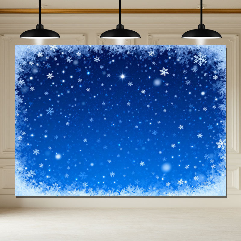 Layoris Blue And Snowflake Christmas Photo Backdrop
