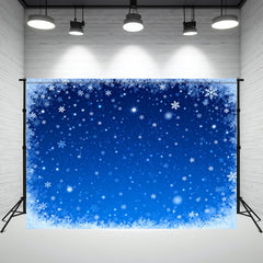 Layoris Blue And Snowflake Christmas Photo Backdrop