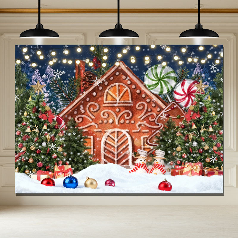 Layoris House Pine Tree Christmas Ball Holiday Party Backdrop