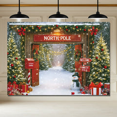 Layoris Welcome To North Pole Christmas Photo Backdrop