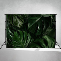 Green Monstera Tropical Leaves Photo Backdrop - Layoris