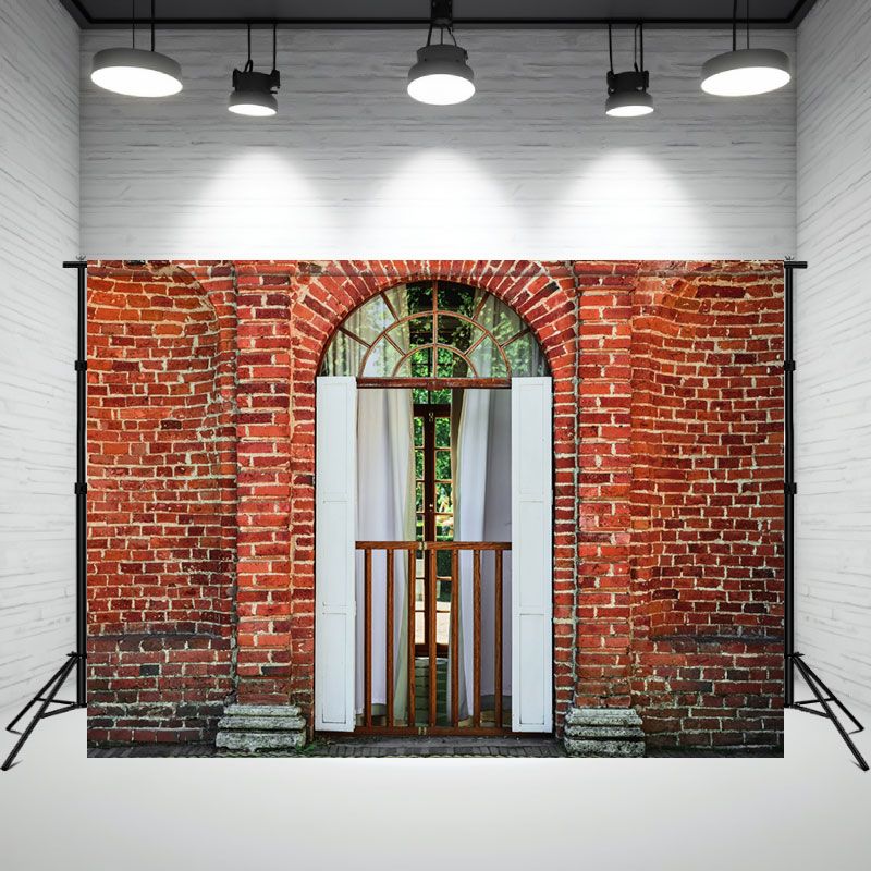 Red Brick Wall Arch Portrait Photo Backdrop - Layoris