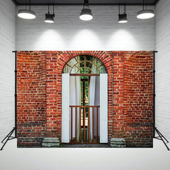 Red Brick Wall Arch Portrait Photo Backdrop - Layoris