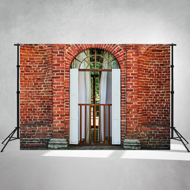 Red Brick Wall Arch Portrait Photo Backdrop - Layoris
