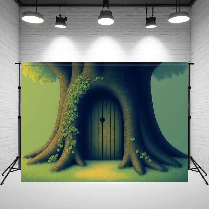 Cartoon Green Tree House Arch Photo Backdrop - Layoris