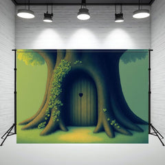 Cartoon Green Tree House Arch Photo Backdrop - Layoris